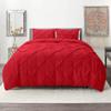 100% Cotton 600 Thread Count 3 Piece Pinch Pleated Duvet Set, 1 Piece Pinch Pleated Duvet Cover With Zipper Closure & Corner Ties And 2 Pillow Cover (King/California King Size, Red) view 1