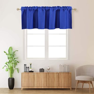 Bhoomi Collection Valance Curtain Solid, Rod Pocket for Windows, for Kitchen, Living Room, Bedroom, Bathroom, and Cafe (Royal Blue, 26 Inch Wide by 20 Inch Long- 1 Panel)