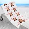 Artsadd Custom Photo Beach Towel Heartbeat Line Personalized Face Towels Bath Towels for Bathroom Swimming Outdoor Camping Sports Novelty Yoga Mat Oversized Big Blanket Gift for Boyfriend view 4