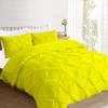 100% Cotton 600 Thread Count 3 Piece Pinch Pleated Duvet Set, 1 Piece Pinch Pleated Duvet Cover With Zipper Closure & Corner Ties And 2 Pillow Cover (King/California King Size, Yellow) view 1