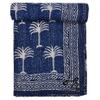 Handicrafts Plus Queen Size Kantha Quilt Cotton Handmade Gudari Bohemian Bedspread Blue Indian Ralli Hobo Blanket view 3