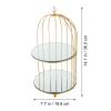 Beaupretty Decorative Tray Makeup Corner Rack Organizer Iron Bird Cage Shaped Double Layer Cosmetic Storage Shelf for Dresser Countertop Wire Vanity Basket 36x19. 6x19. 6cm Jewelry Tray view 2