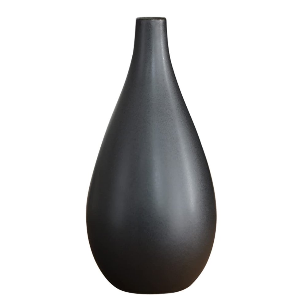 LKXHarleya Chinese Style Matte Flower Vase Decorative Ceramic Vase for Living Room Office Desktop Home Decoration, Black-2