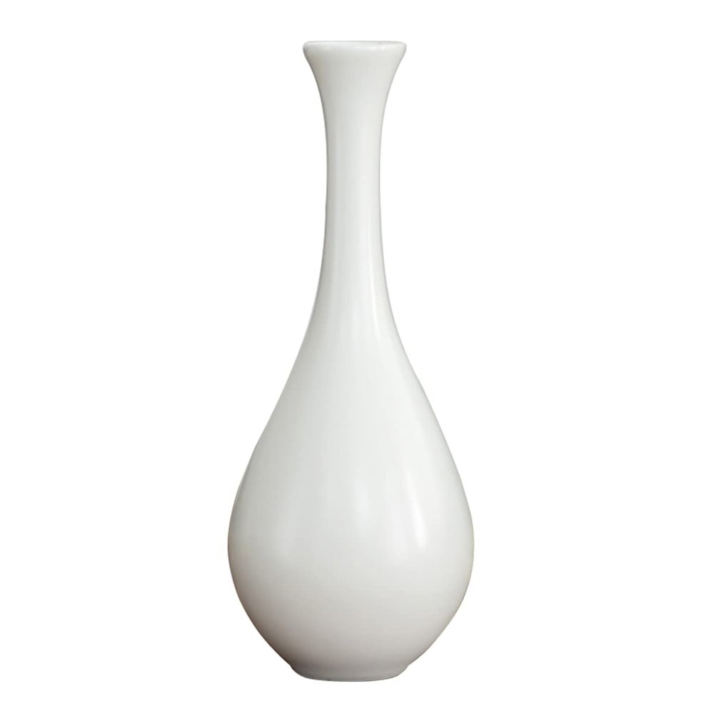 LKXHarleya Chinese Japanese Style Flower Vase Decorative Ceramic Vase for Living Room Office Desktop Home Decoration, White-8