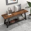 Oastreeful Storage Bench Industrial Rustic Wooden and Metal Entryway Shoe Boots Storage Rack Long Bench Seat for Hallway Bedroom Retro Brown Farmhouse Style view 1