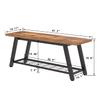 Oastreeful Storage Bench Industrial Rustic Wooden and Metal Entryway Shoe Boots Storage Rack Long Bench Seat for Hallway Bedroom Retro Brown Farmhouse Style view 2