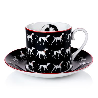 The English Ladies Co Disney 101 Dalmatians Cruella Cup and Saucer, Fine Bone China, 15 15 7.5 cm, Multicolor
