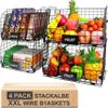 4 PACK XXL Stackable Wire Baskets for Storage Pantry,Fruit Basket For Kitchen Cabinet,16.3''x12''x8.2''Vegetable Fruit Snack Chips Onion Potato Cans Organization, pantry organizers and storage view 1