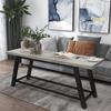 Oastreeful Grey Storage Bench Industrial Rustic Wooden and Metal Entryway Shoe Boots Storage Rack Long Bench Seat for Hallway Bedroom Rustic Farmhouse Style view 3
