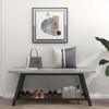 Oastreeful Grey Storage Bench Industrial Rustic Wooden and Metal Entryway Shoe Boots Storage Rack Long Bench Seat for Hallway Bedroom Rustic Farmhouse Style view 4