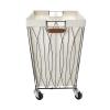 Artesa Verona Rolling Laundry Hamper Cart with Removable Canvas Bag, White and Black Large view 2