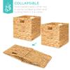 Best Choice Products 10.5x10.5in Pack of 5 Cube Storage Baskets, Water Hyacinth Multipurpose Collapsible Organizers, Handwoven Laundry Totes for Laundry, Living Room, Kids Room & Nursery - Natural view 3