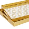 CosmoLiving by Cosmopolitan Plastic Geometric Mirrored Tray, Set of 2 14", 16"W, Gold view 4