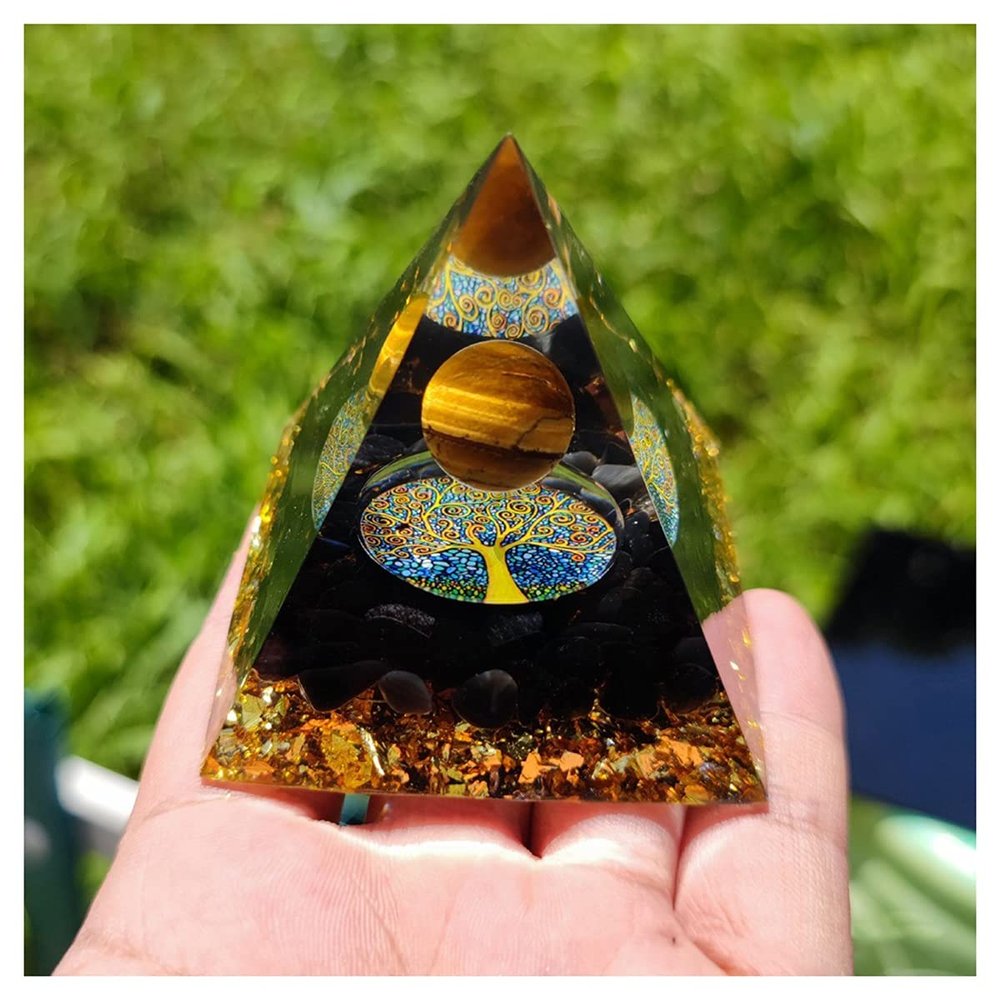 ZTBH Crystal Pyramid Orgone Pyramid Amethyst Peridot Healing Crystals (Color : A-6cm)