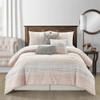 7 Piece Modern Contemporary Traditional Light Pink Comforter King Size l All Season Abstract Aesthetic Bedding Extra Soft Thick Light Decor Pillows Floral Design Beautiful Cute Sham view 1