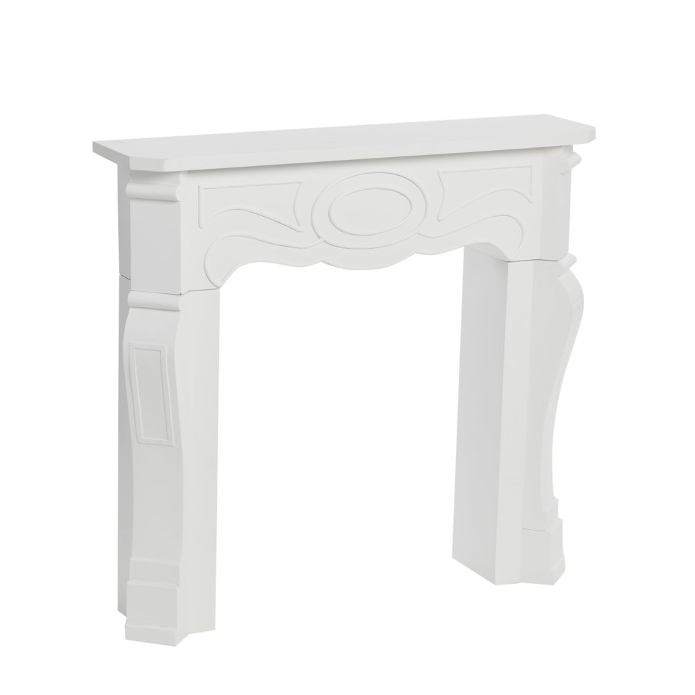 Creative Co-Op Small Victorian Decorative Fireplace Mantel, Flat Paintable White