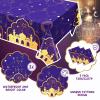 3-Piece Purple and Gold Tablecloth Set - 42.5 x 70.9 Inch Plastic Table Covers for Birthday Party Decorations, Nights Theme Supplies view 2