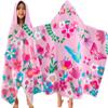VOOVA & MOVAS Todder Beach Towel with Hood, (3-8 Years, 30''X50),Absorbent 100% Cotton Towel Wrap for Boys, Perfect for Toddler Beach, Pool, Bath, Swimming, Flower Butterfly view 1