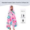 VOOVA & MOVAS Todder Beach Towel with Hood, (3-8 Years, 30''X50),Absorbent 100% Cotton Towel Wrap for Boys, Perfect for Toddler Beach, Pool, Bath, Swimming, Flower Butterfly view 2