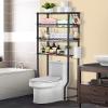 Folews Bathroom Organizer Over The Toilet Storage, 4-Tier Metal Bathroom Over Toilet Storage Shelf Rack Freestanding Space Saver with Adjustable Shelves and Baskets, Black view 2