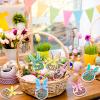 8 Pieces Easter Rabbit Tree Ornament Wooden Hanging Bunny Ornaments with Plaid Bow and Rope Wood Hollowed Out Easter Ornaments Cute Spring Hanging Decorative for Home Garden Decor (Cute) view 3