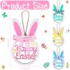 8 Pieces Easter Rabbit Tree Ornament Wooden Hanging Bunny Ornaments with Plaid Bow and Rope Wood Hollowed Out Easter Ornaments Cute Spring Hanging Decorative for Home Garden Decor (Cute) view 4