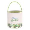 LessMo Easter Bunny Basket Egg Buckets Gifts Tote Bags, Canvas Cotton Green Cute Personalized Egg Hunt Basket Stuffers for Easter Party view 1