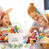LessMo Easter Bunny Basket Egg Buckets Gifts Tote Bags, Canvas Cotton Green Cute Personalized Egg Hunt Basket Stuffers for Easter Party view 4