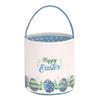 LessMo Easter Bunny Basket Egg Buckets Gifts Tote Bags, Canvas Cotton Blue Cute Personalized Egg Hunt Basket Stuffers for Easter Party view 1