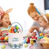 LessMo Easter Bunny Basket Egg Buckets Gifts Tote Bags, Canvas Cotton Blue Cute Personalized Egg Hunt Basket Stuffers for Easter Party view 4