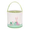 LessMo Easter Bunny Basket Egg Buckets, Green Cute Personalized Canvas Cotton Tote Bags Egg Hunt Basket for Easter Party Gifts view 1