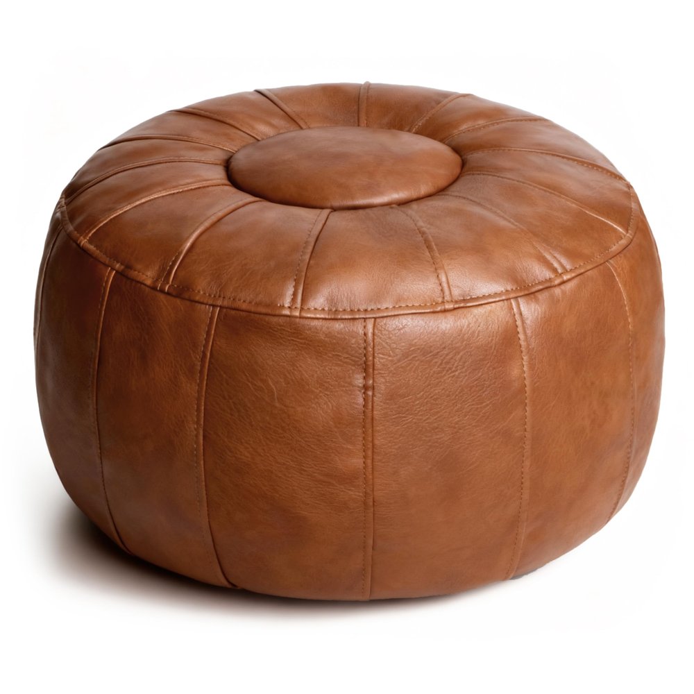 Thgonwid Unstuffed Moroccan Ottoman Pouf Cover, Ottoman Footstool Storage Solution, Bean Bag Chair, Foot Rest, Brown