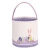 LessMo Easter Bunny Basket Egg Buckets, Purple Cute Personalized Canvas Cotton Tote Bags Egg Hunt Basket for Easter Party Gifts view 1