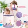 LessMo Easter Bunny Basket Egg Buckets, Purple Cute Personalized Canvas Cotton Tote Bags Egg Hunt Basket for Easter Party Gifts view 3