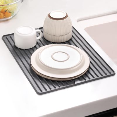 Amyandone Dish Drying Mat, Flexible Silicone Drying Mat for Kitchen Counter, Heat Resistant Silicone Trivet for Countertop Protector, Super Thick Non-Slip Dish Drying Pad for Under Rack, 12 x 16