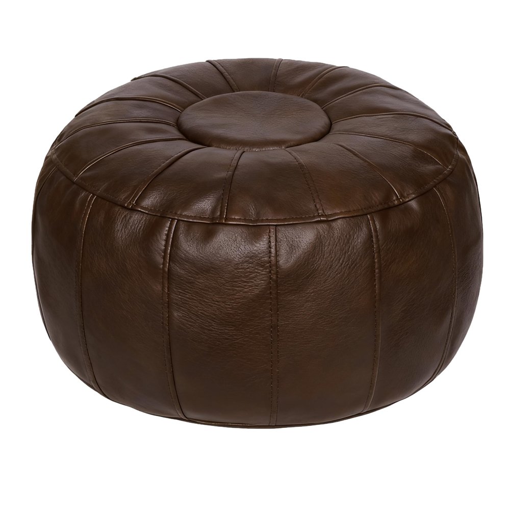 Thgonwid Unstuffed Moroccan Ottoman Pouf Cover, Ottoman Footstool Storage Solution, Bean Bag Chair, Foot Rest, Deep Coffee
