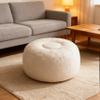 Thgonwid Unstuffed Moroccan Ottoman Pouf Cover, Ottoman Footstool Storage Solution, Bean Bag Chair, Foot Rest, Ivory White view 2