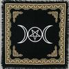 THE ART BOX Altar Tarot Cloths 36x36 Inch- Triple Goddess Pentagram Witchcraft Supplies Large Black Gold Sacred Tablecloth Spread Square Alter Pagan Spiritual Celestial Deck Cloth with Fringes view 1