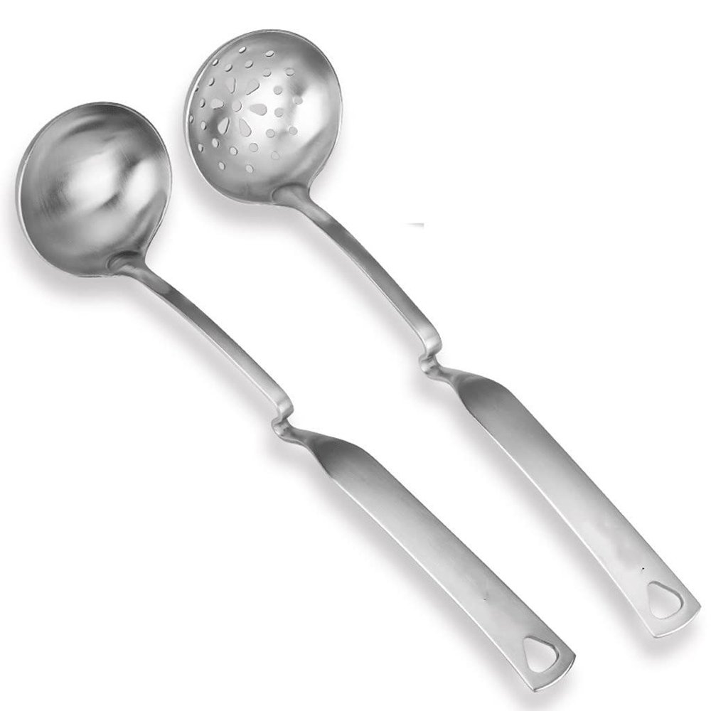 12.2 Inch Stainless Steel Tablespoon Can Hang Hot Pot Tools Kitchen Cookware 2 Pieces 1 Piece Tablespoon + 1 Piece Colander (Size : X-Small)