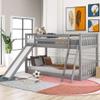 RUNNA Modern Twin Over Twin Low Bunk Bed with Convertible Slide and Ladder,Wooden Bunk Bed Frame with Safety Guardrails and Slats Support for Kids/Teens,No Box Spring Needed (Gray+Pine/MDF) view 1