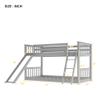 RUNNA Modern Twin Over Twin Low Bunk Bed with Convertible Slide and Ladder,Wooden Bunk Bed Frame with Safety Guardrails and Slats Support for Kids/Teens,No Box Spring Needed (Gray+Pine/MDF) view 2