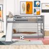 RUNNA Modern Twin Over Twin Low Bunk Bed with Convertible Slide and Ladder,Wooden Bunk Bed Frame with Safety Guardrails and Slats Support for Kids/Teens,No Box Spring Needed (Gray+Pine/MDF) view 4