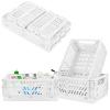 Weraher Plastic Storage Baskets for Desk Organizing, Office Drawer Organizer, 2 Medium+2 Small Durable Folding Storage Crate for Home Kitchen Classroom Office Bedroom and Bathroom Storage (White) view 1