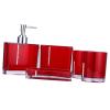 5PC Acrylic Bathroom Accessories Set Red Bath Ensemble Includes Emulsion Bottle Gargle Cup Toothbrush Holder Soap Dish for Home New Apartment Hotel,Toilet Brush Holder view 4