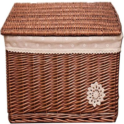 Dongng Vintage Woven Storage Basket Rattan Storage Handmade Woven Basket Rattan Home Storage for Fruit Snacks Storing Toy Debris Home Essentials (Size : 31 * 20 * 15cm)