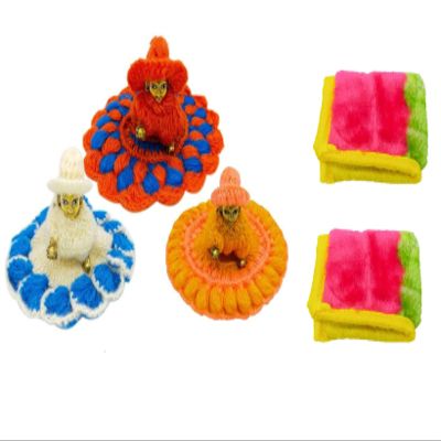 Golden drops Laddu Gopal Winter Dress Size 4 Dress for Krishna Idol Woolen Winter Cloth (Set of 3) with Laddu Gopal Blanket (Set of 2) Assorted Color