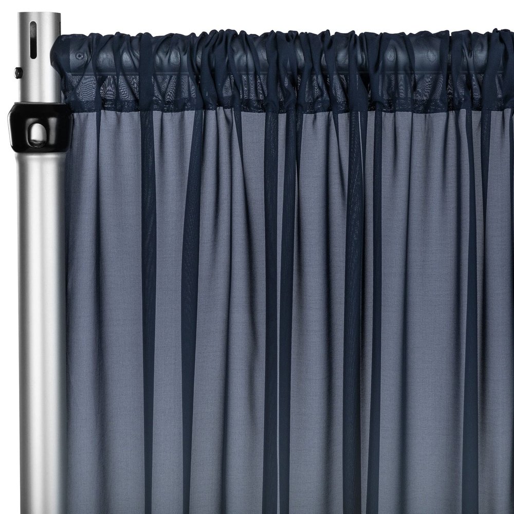 CVL 1 Pc, Chiffon Curtain Drape 12Ft H x 58" W Panel - Navy Blue for Wedding, Graduation, Quinceanera, Birthday, and Bridal Shower