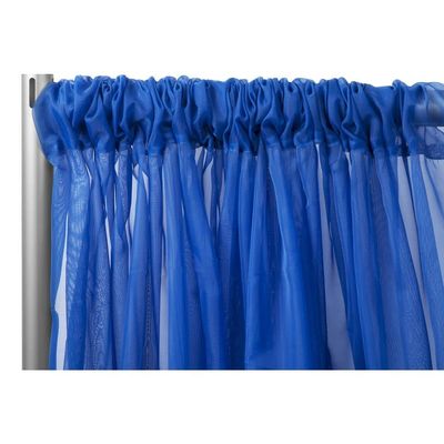 1 Pc, Sheer Voile Flame Retardant (Fr) 14Ft H x 118" W Drape/Backdrop Curtain Panel - Royal Blue Machine Washable Cold & Low Heat for Wedding, Birthday, Shower, Tradeshow, or Events
