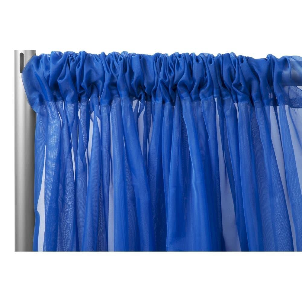 1 Pc, Sheer Voile Flame Retardant (Fr) 14Ft H x 118" W Drape/Backdrop Curtain Panel - Royal Blue Machine Washable Cold & Low Heat for Wedding, Birthday, Shower, Tradeshow, or Events