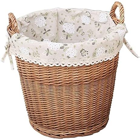 Dongng Laundry Basket with Lid Wicker Rattan Weave Capacity Laundry Basket with Cotton and Linen Lining, Clothes Storage Basket Laundry Hamper Washing Bin with Handles Home Essentials